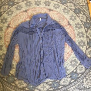 Free People Button Down crochet Blouse Size M Barely worn